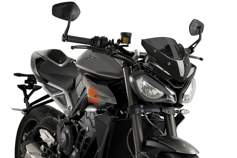 Puig 22234F New Generation Sport made of 3 mm methacrylate with aerodynamic design, rounded edges, inner black printing and TÜV approval for safe riding, Dark Smoke