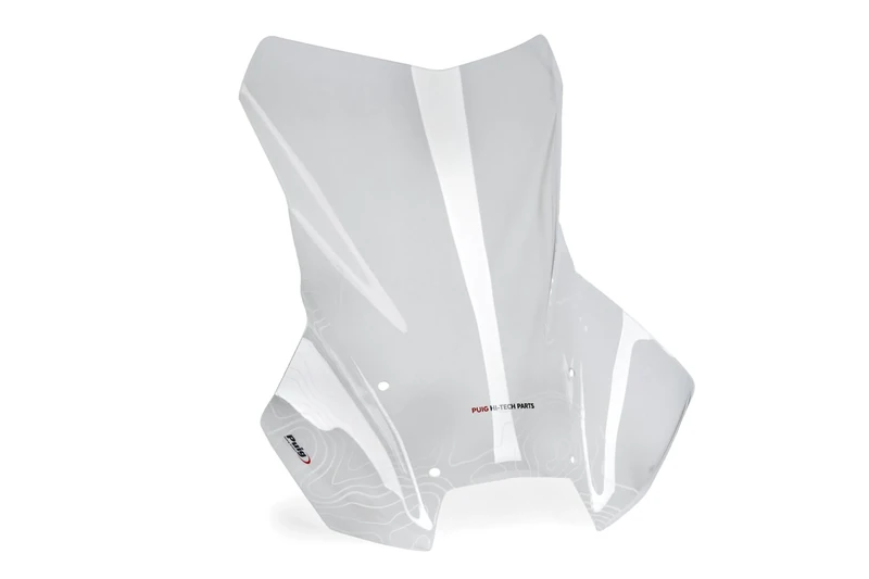 Puig 22268S Touring windscreen made of 4 mm acrylic with UV protection, aerodynamic design, rounded profile, easy mounting and TÜV approval for trail adventure bikes, Graphics