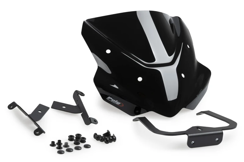 Puig 22234N New Generation Sport made of 3 mm methacrylate with aerodynamic design, rounded edges, inner black printing and TÜV approval for safe riding, Black