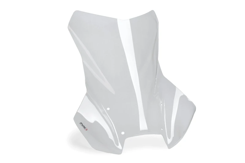 Puig 22268W Touring windscreen made of 4 mm acrylic with UV protection, aerodynamic design, rounded profile, easy mounting and TÜV approval for trail adventure bikes, Transparent