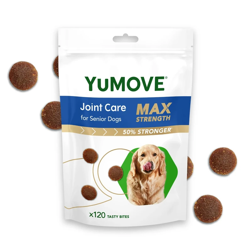 YuMOVE Max Strength Joint Supplement for Senior Dogs, Essential Dog Hip and Joint Aid for Senior Dogs with Glucosamine, Chondroitin, Green Lipped Mussel, Aged 8+, 120 Chews