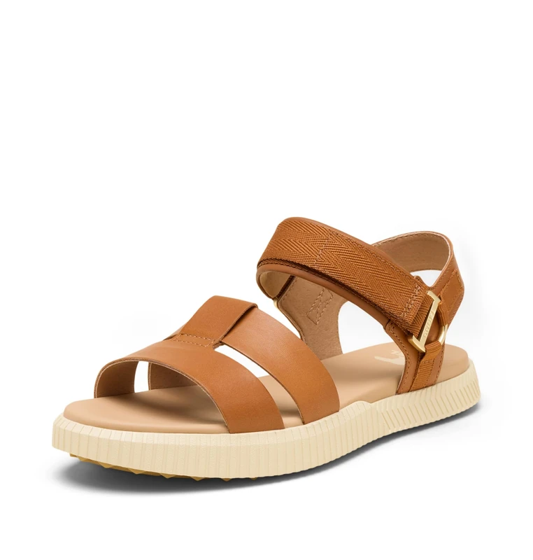 Sorel Women's Ona Ave Ankle Strap Flat Sandal, Iced Tea/Gum 16, 3.5 UK