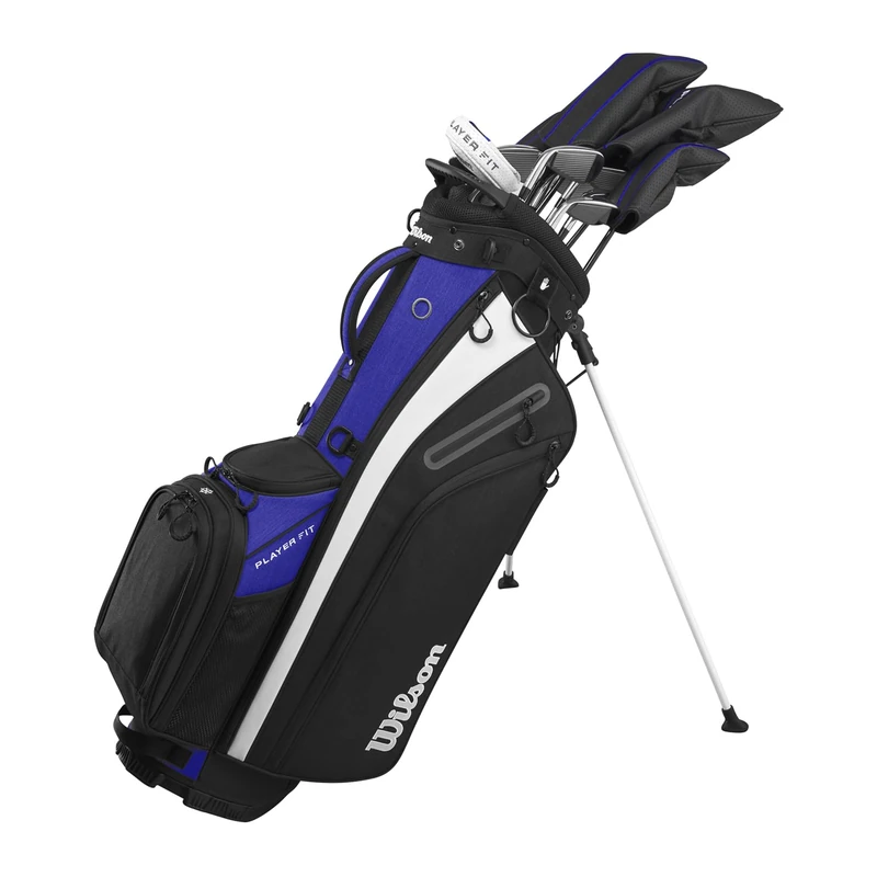 Wilson Men's PlayerFit Steel Complete Golf Club Set with Stand Bag, Includes Steel Shafts & A Versatile Stand Bag, Colour: Black/Black/White