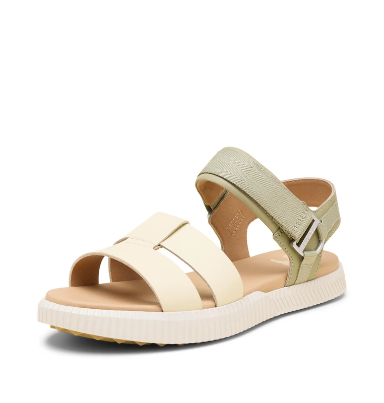 Sorel Women's Ona Ave Ankle Strap Flat Sandal, Dusty Twill/Honey White, 4.5 UK