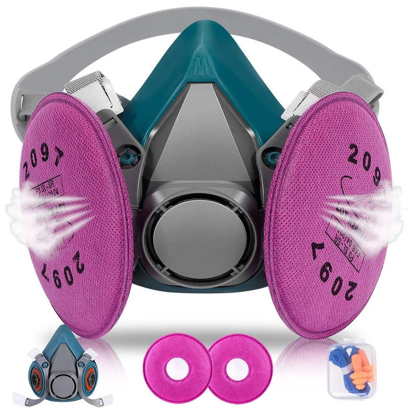 vvuvnem Respirator Mask with 2097 Filters, Reusable Respirator Mask for Resin, Chemical, Spraying Paint, Cleaning, Spraying, etc