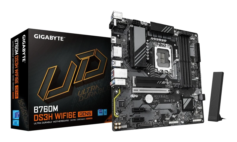 GIGABYTE B760M DS3H WIFI6E GEN5 Motherboard - Supports Intel Core 14th Gen CPUs, 6+2+1 Phases Digital VRM, up to 5600MHz DDR5, 2xPCIe 4.0 M.2, Wi-Fi 6E, 2.5GbE LAN, USB 3.2 Gen2