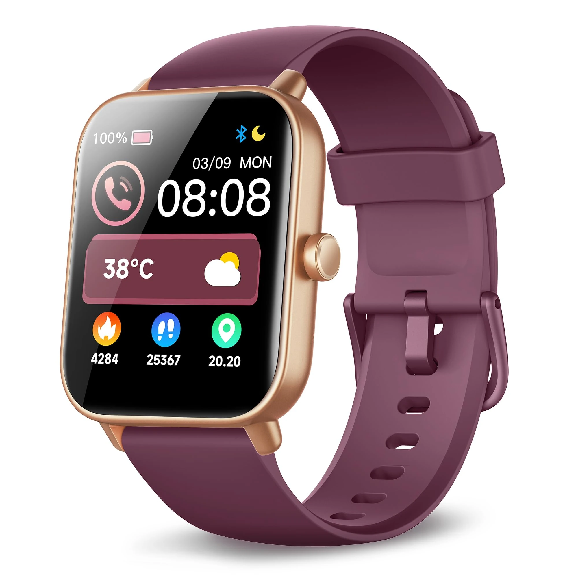 Smart Watch for Men Women, Answer/Make Calls, Smart Watches for Men Women iPhone/Samsung/Android,Alexa Built-in, Heart Rate Sleep SpO2 Monitor,IP68 Waterproof, 100+ Sports-Deep Purple