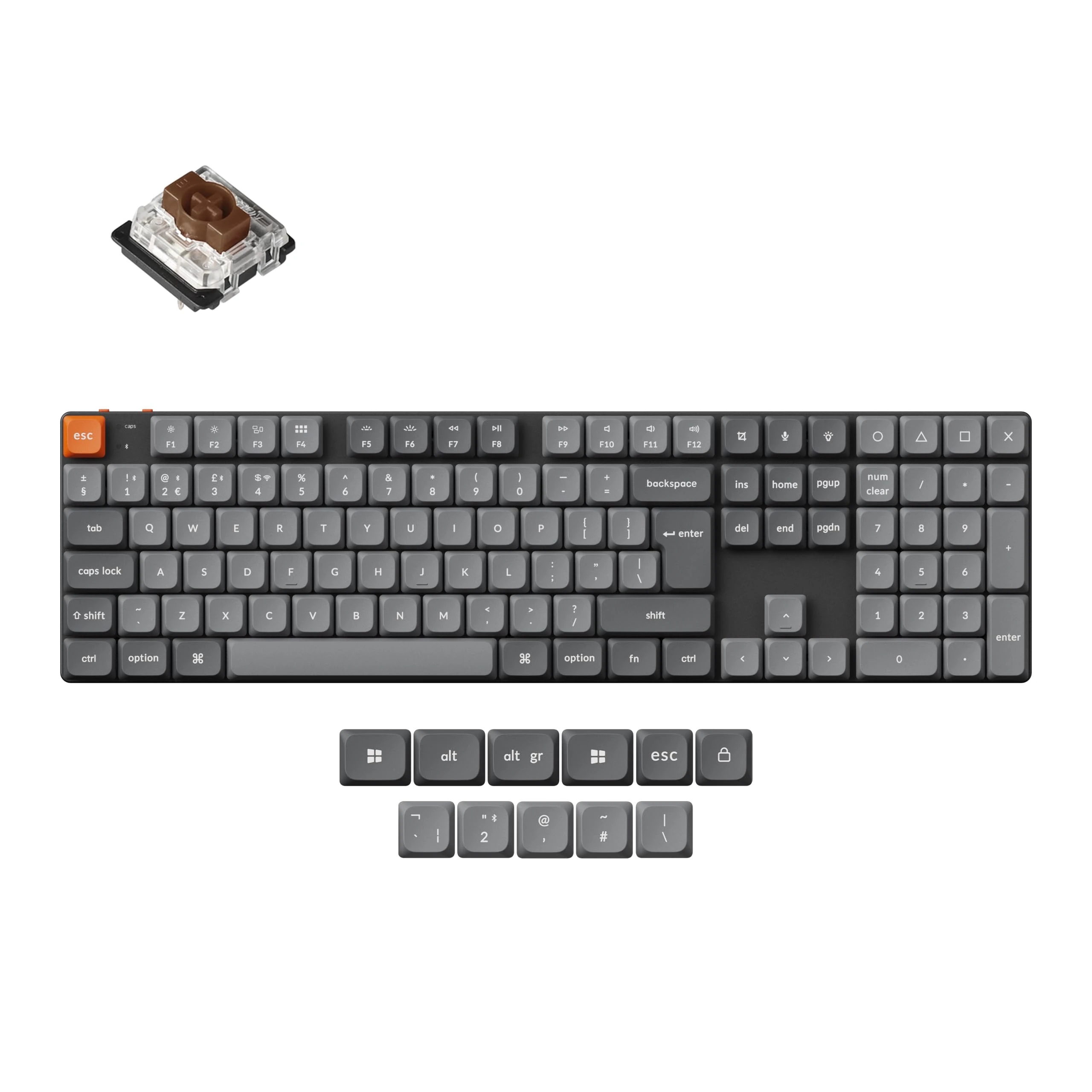 Keychron K5 Max Ultra-Slim Wireless Custom Mechanical Keyboard, QMK Programmable, Bluetooth/2.4 GHz/Wired with White Backlight Low Profile Gateron Brown Switch for Mac Win Linux - UK Layout