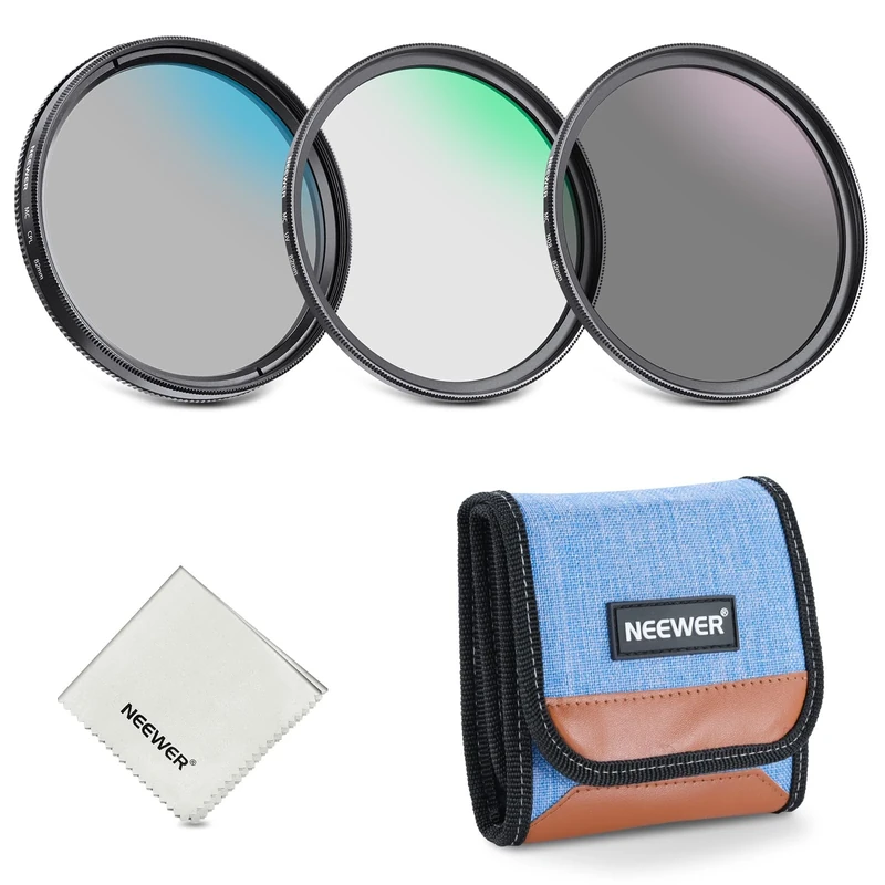 NEEWER 82mm UV/CPL/ND Lens Filter Kit, UV Protection + Circular Polarizing + Neutral Density (ND8) Camera Lens Filter Set with Multicoated Optical Glass, Slim Frame & Upgraded Foldable Storage Case