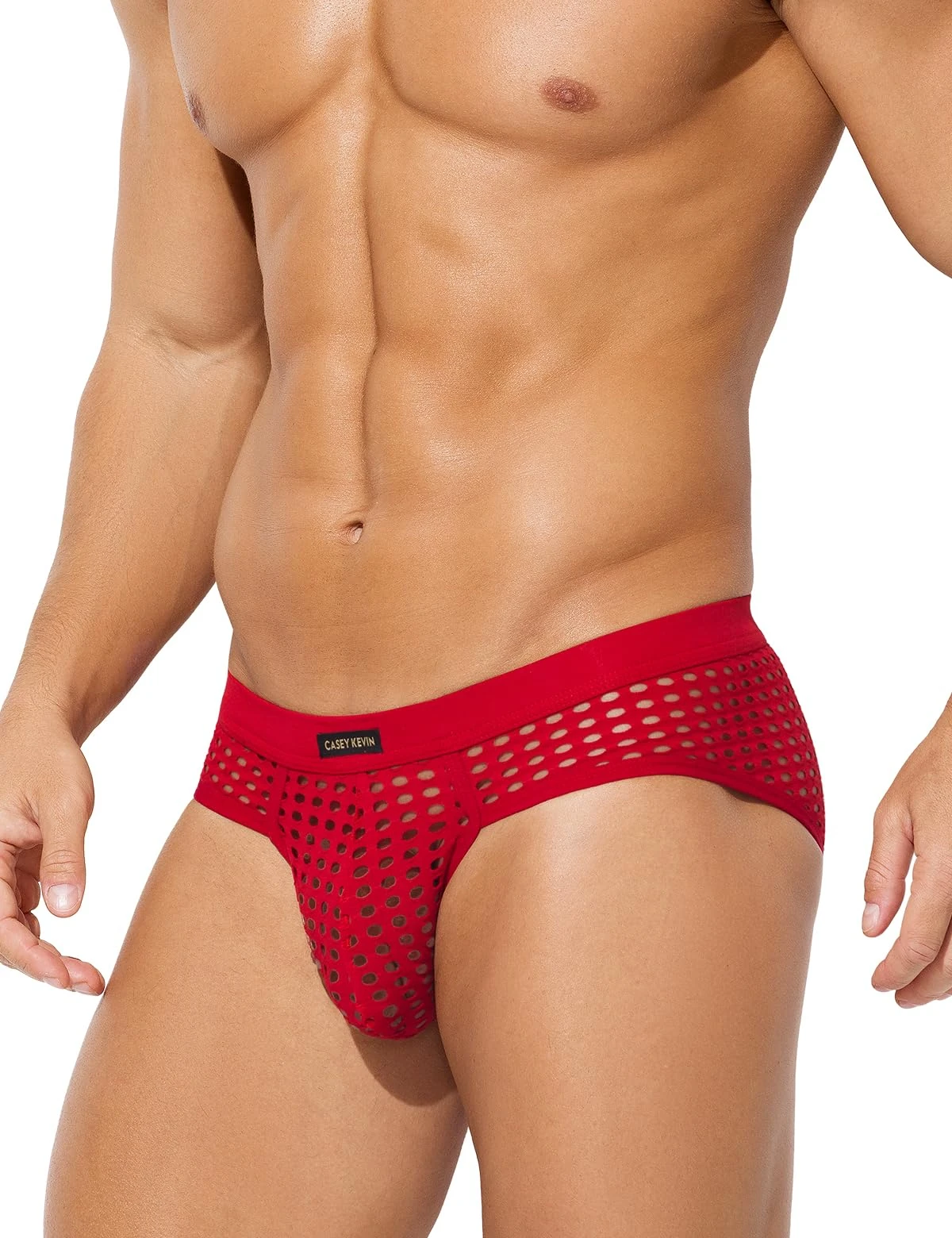 Mauro Kane Men's Underwear Briefs Sexy Mesh See Through Mens Briefs Soft Mens Underpants,Red XXL