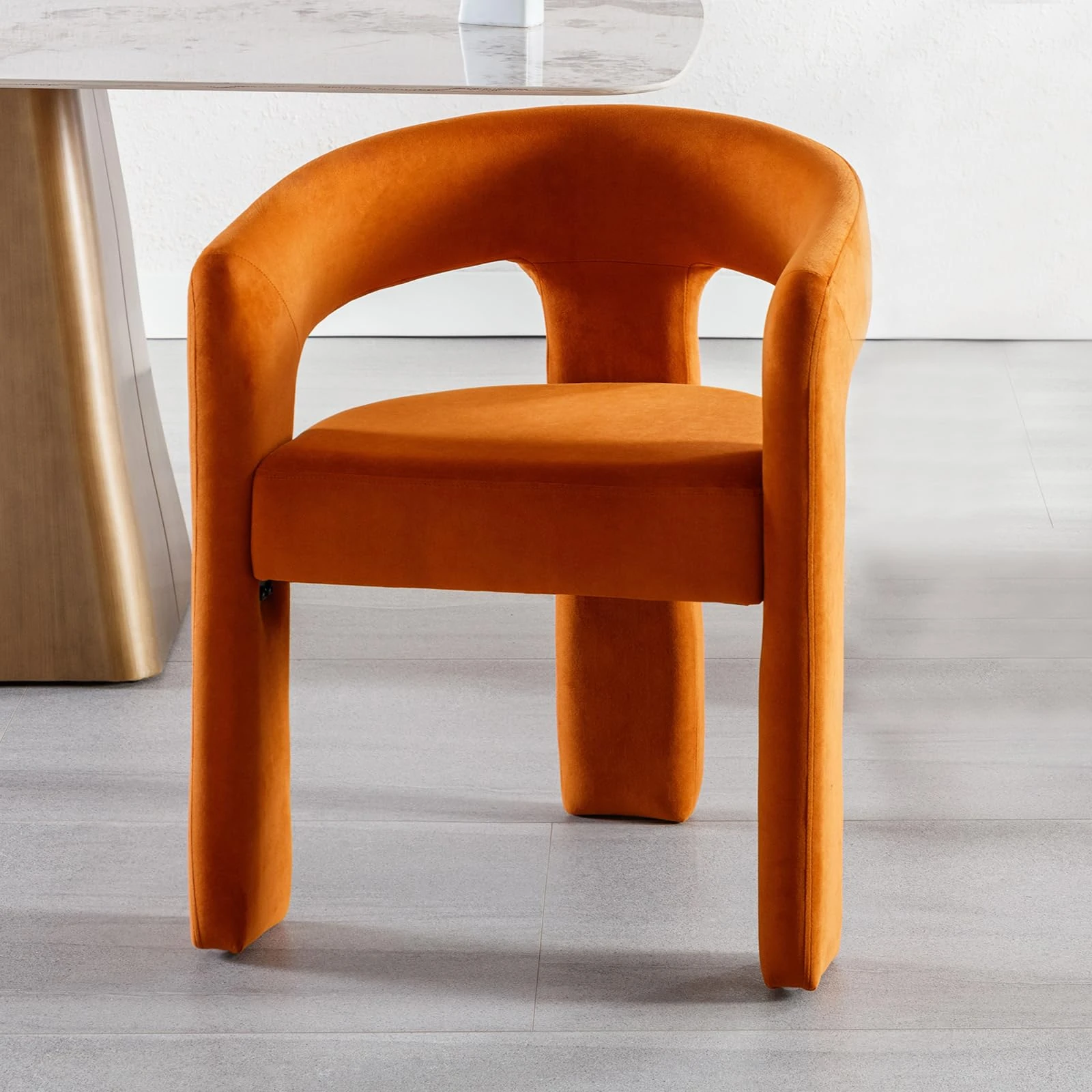Ya-Home Modern Velvet Dining Chairs with Backrest Upholstered Kitchen Accent Chairs for Dining Room, Orange