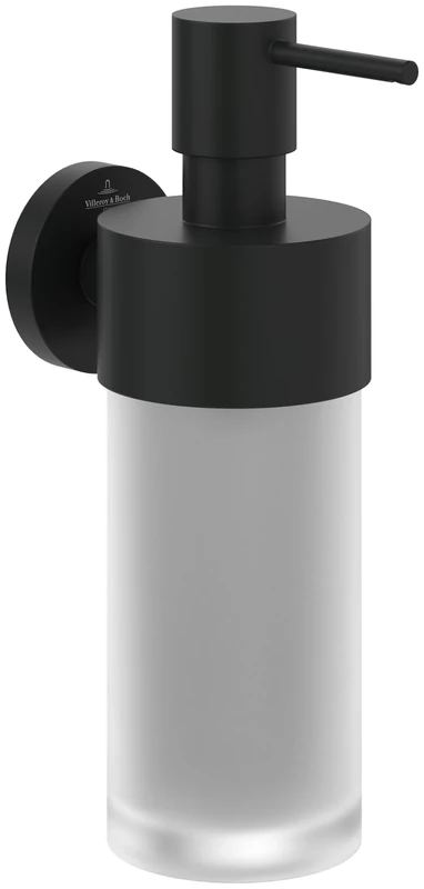 Villeroy & Boch Elements - Tender soap dispenser, for wall installation, made from satin-finished glass with zinc holder, capacity 230 ml, Matt Black