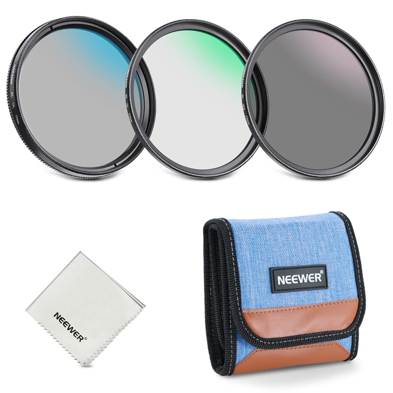 NEEWER 77mm UV/CPL/ND Lens Filter Kit, UV Protection + Circular Polarizing + Neutral Density (ND8) Camera Lens Filter Set with Multicoated Optical Glass, Slim Frame & Upgraded Foldable Storage Case