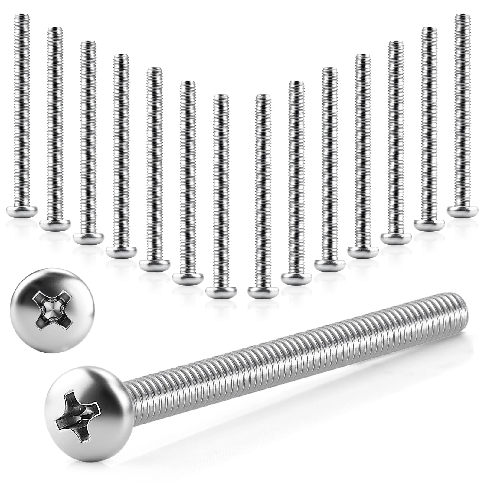 15pcs Bolts Screws M4x40mm Micro Machine Pan Cross Head Screws 304 Stainless Steel Fasteners Bolts Round Head Screw for Construction Engineering Mechanical Equipment and Daily Maintenance