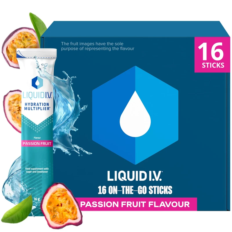 Liquid I.V. Electrolyte Sachets | Passion Fruit | Hydration Electrolyte Powder Mix | 1 Pack (16 Sticks) | 7 Vitamins and Minerals | Vegan
