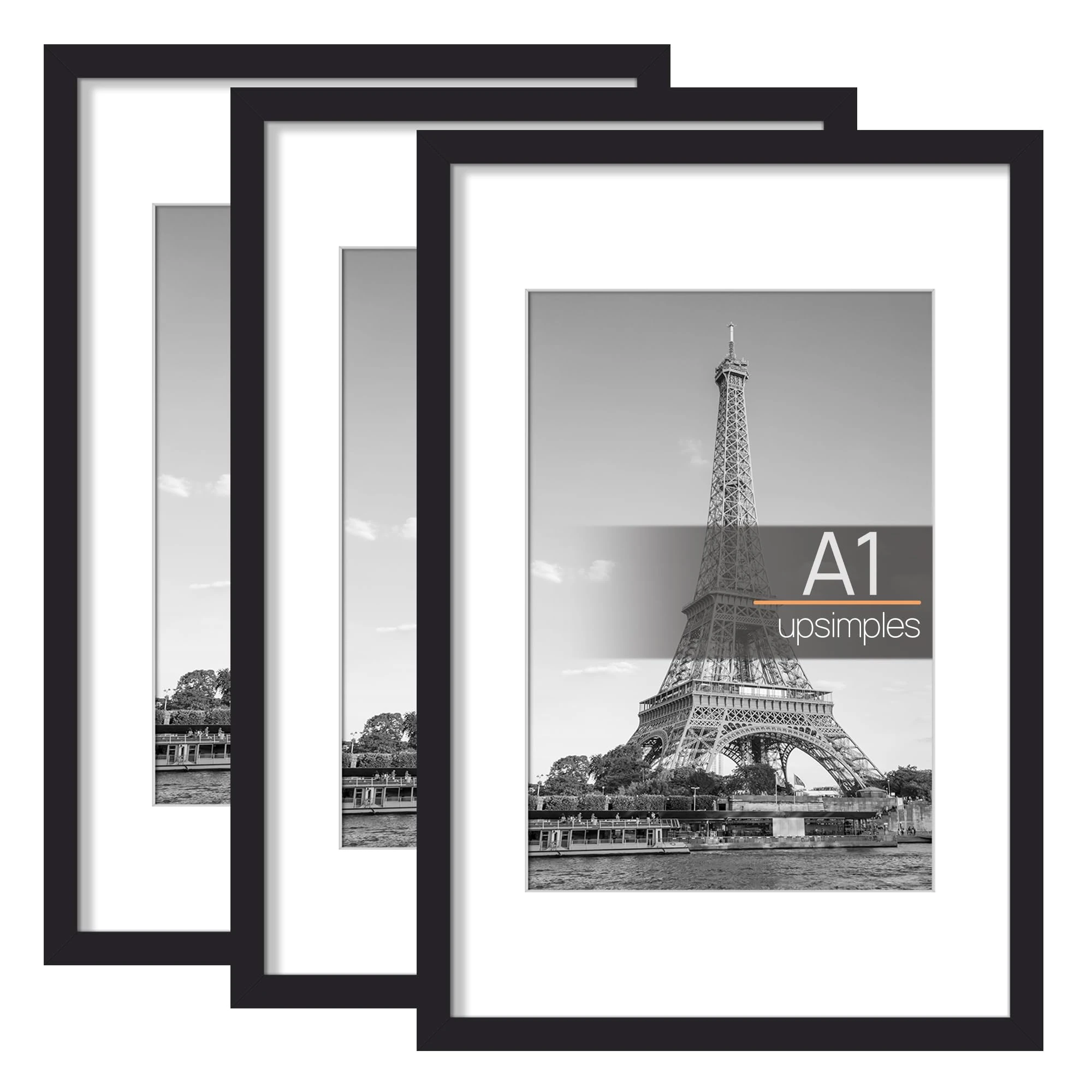upsimples A1 Picture Frame, 3 Pack Black Photo Frame, A1 Frames 59.4x84.1cm