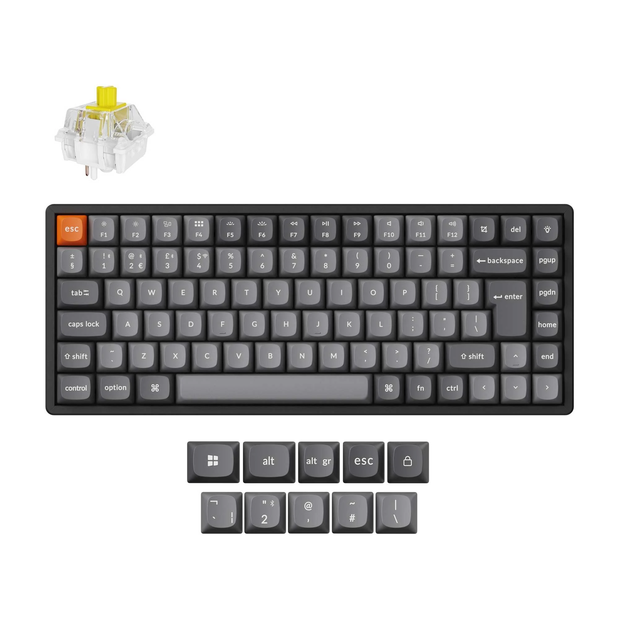 Keychron K2 Max Custom Mechanical Keyboard, Aluminum Frame QMK Programmable 75% Layout, Bluetooth 5.1/2.4 GHz/Wired with RGB Hot-swappable Super RedBanana Switch for Mac Windows Linux - UK Layout