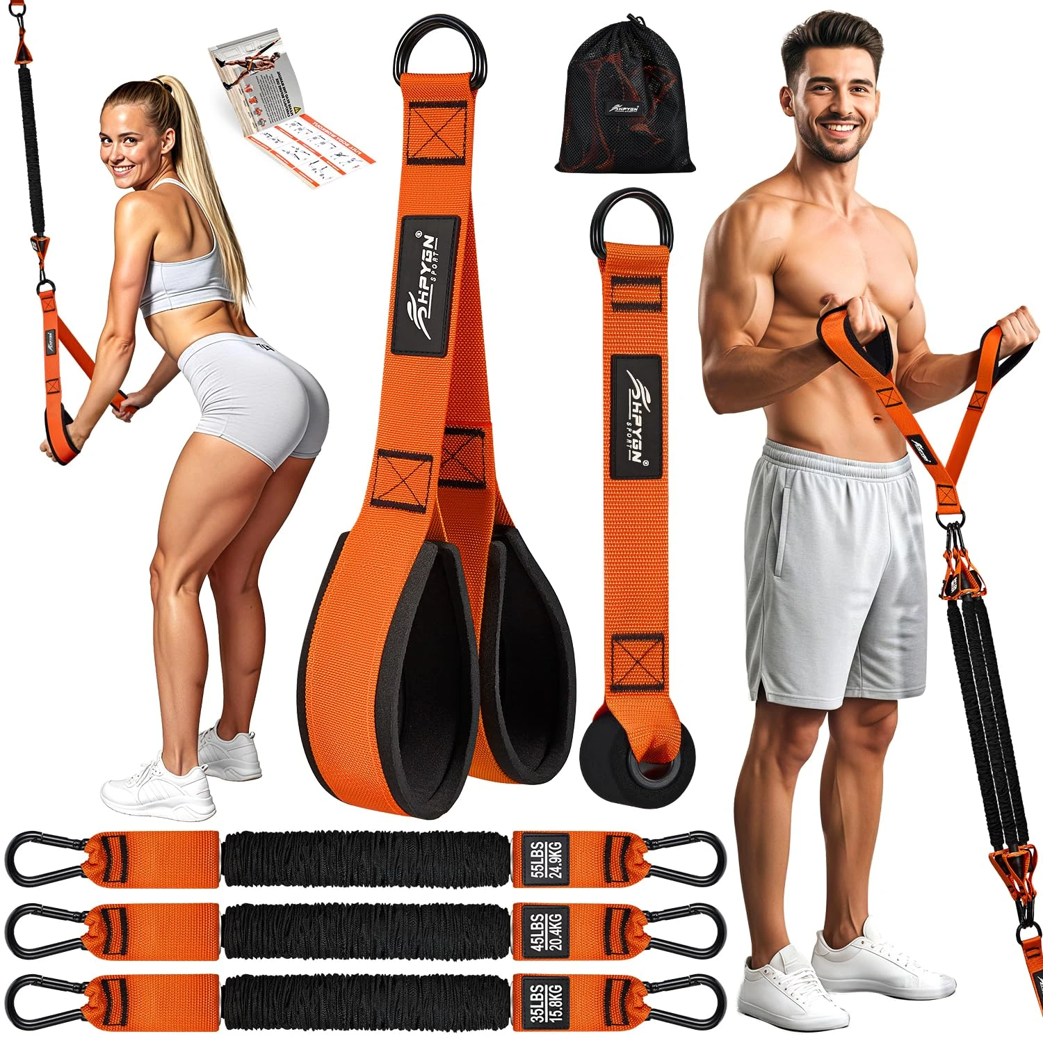HPYGN Resistance Bands Training for Arms, Biceps, Triceps, Back, Abs, Shoulders, Heavy Duty Exercise Bands with Handles, Door Anchor, Home Gym Workout Equipment for Tricep Pushdowns, Face Pulls
