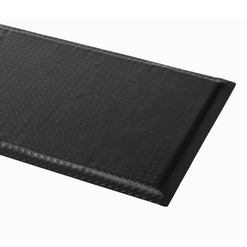 GOOFCXO 2 x 5 FT Anti Fatigue Mats Industrial 15/16 Inch Thick Soft Sponge Ergonomic Mat Durable Heavy Duty Diamond Plate for Standing Non Slip Industrial Grade Floor Mat for Leg & Back Pain (Black)