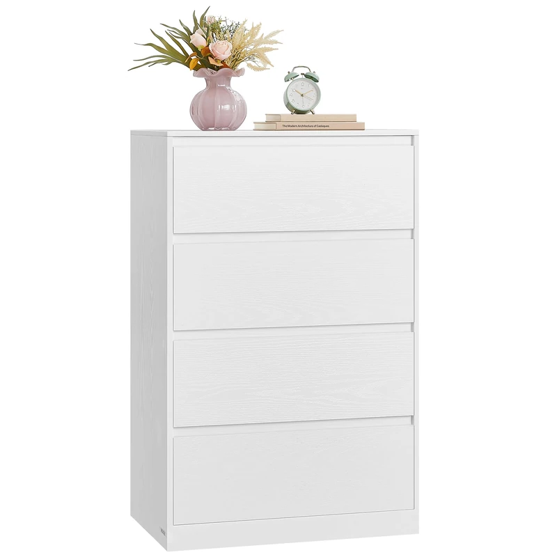 VASAGLE KAILYN Collection - Chest of Drawers for Bedroom, Storage Organiser Unit with 4 Drawers, 40 x 60 x 97.4 cm, Modern Style, Snow White LTS614WE02