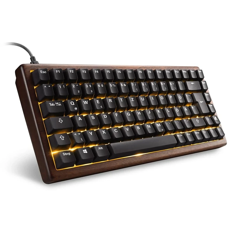 Sharkoon Skiller SGk50 S3 Wood, PBT, RGB Gaming Keyboard, 75% US Layout