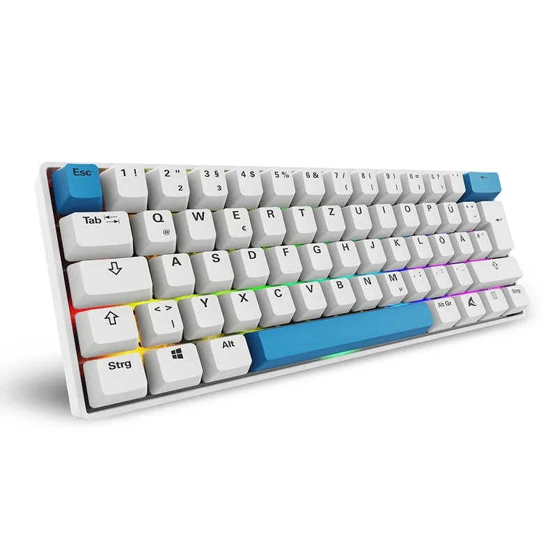 Sharkoon Skiller SGK50 S4 Gen2 PBT White Gateron G-Pro Yellow 60% German Layout