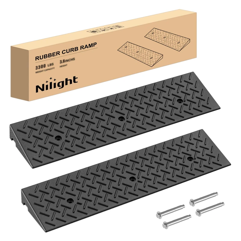 Nilight 2.4 Inch Rise Rubber Curb Ramp, 3300lbs Load Capacity