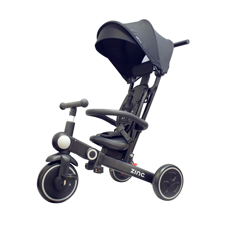 Zinc 7-in-1 Multifunctional Ride-On Toddler Trike with Parent Handle - Foldable Push Tricycle for Kids Aged 10 Months to 6 Years, Tool-Free Assembly - Lightweight & Travel-Friendly Stroller Design