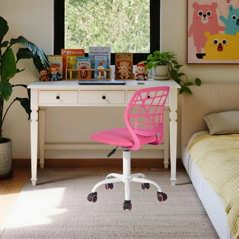 FurnitureR Children's Desk Height Adjustable Colourful Ergonomic Youth Chair with Backrest and Armrests, Children's Chair with 5 Wheels, for Children 3-10 Years Old, Maximum Load 100 kg