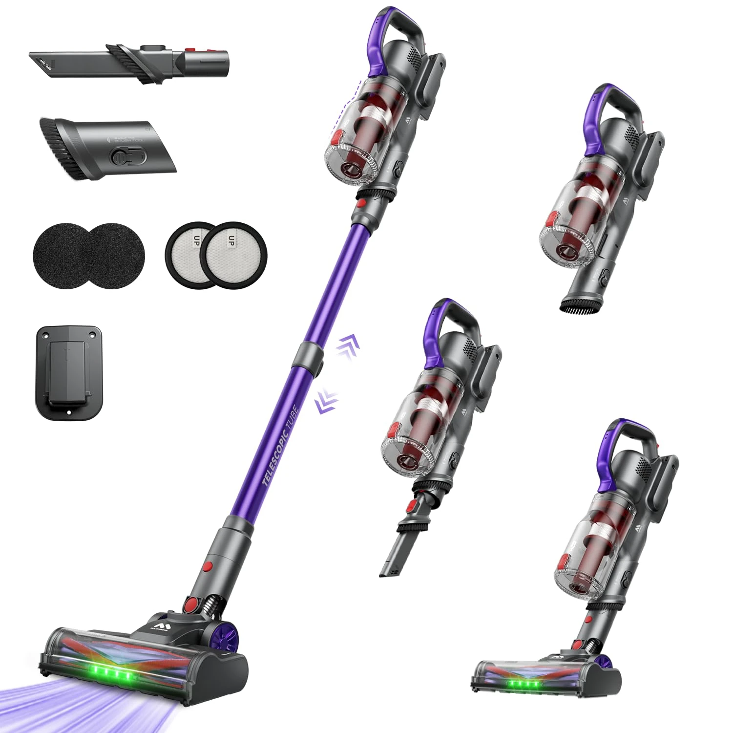 AlloyMove Cordless Vacuum Cleaner, 45Kpa/60Mins/450W Stick Vacuum Cleaners for Home, Anti-Tangle Vacuum Cleaner with Detachable Battery&Self-Standing, Lightweight Vacuum for Floor Carpet Pet Hair A03