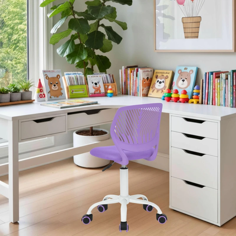 FurnitureR Children's Desk Height Adjustable Colourful Ergonomic Youth Chair with Backrest and Armrests, Children's Chair with 5 Wheels, for Children 3-10 Years Old, Maximum Load 100 kg