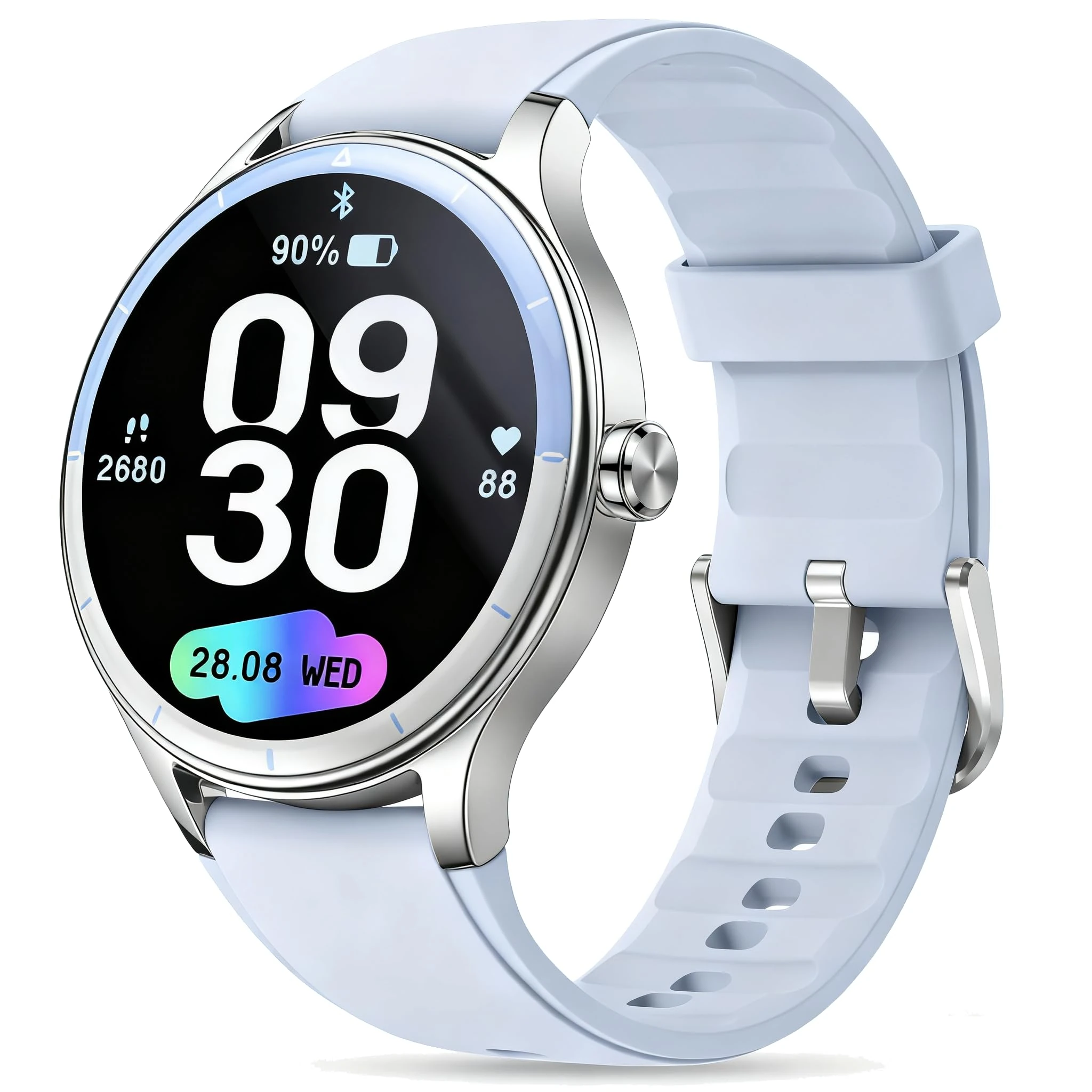 ZOSKVEE Smart Watch, 41mm Fitness Tracker, Answer/Make Calls, Digital Smartwatch with Heart Rate/Stress/Sleep Monitor, AI Voice, IP68 Waterproof Watch Calculator, Calendar, Games for Lady Women & Men