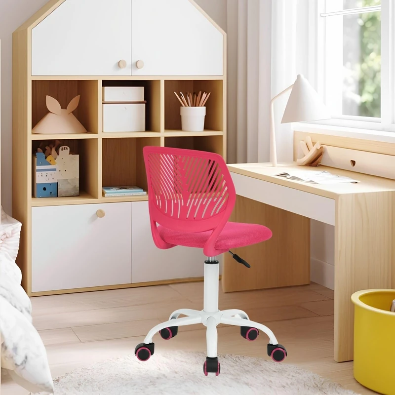 FurnitureR Children's Desk Height Adjustable Colourful Ergonomic Youth Chair with Backrest and Armrests, Children's Chair with 5 Wheels, for Children 3-10 Years Old, Maximum Load 100 kg