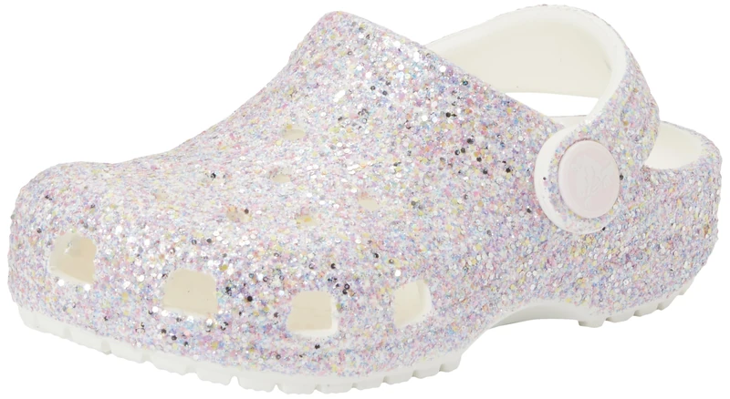 Crocs Unisex Kids, Classic Fantasy Glitter Clog K, White, 1 UK