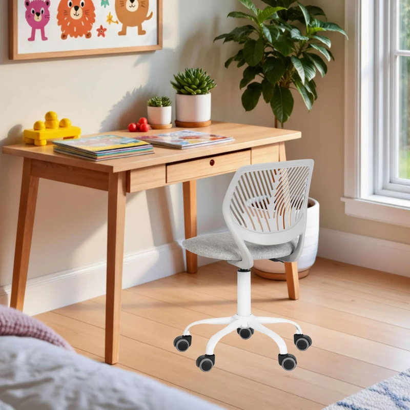 FurnitureR Children's Desk Height Adjustable Colourful Ergonomic Youth Chair with Backrest and Armrests, Children's Chair with 5 Wheels, for Children 3-10 Years Old, Maximum Load 100 kg