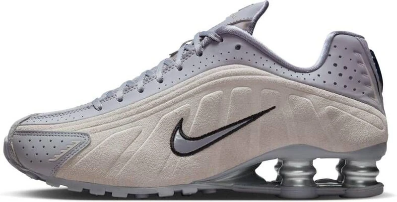 NIKE Women's Shox R4 Sneaker, Cement Grey Black College Grey, 9.5 UK