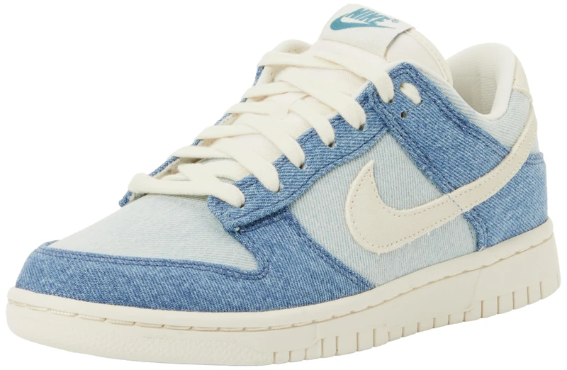 NIKE Womens WMNS Dunk Low Sneaker, Denim Blue Smoke Pale Ivory Turq Ocher, 7 UK