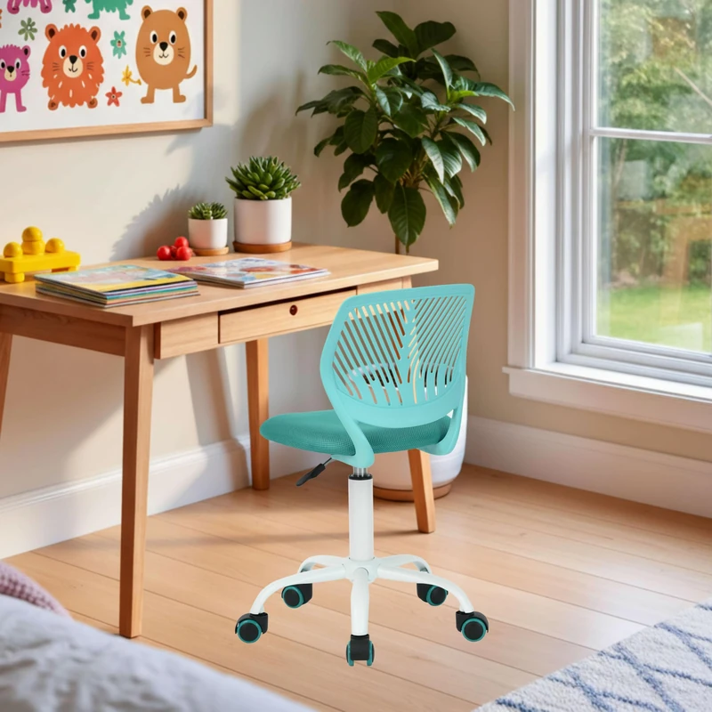 FurnitureR Children's Desk Height Adjustable Colourful Ergonomic Youth Chair with Backrest and Armrests, Children's Chair with 5 Wheels, for Children 3-10 Years Old, Maximum Load 100 kg