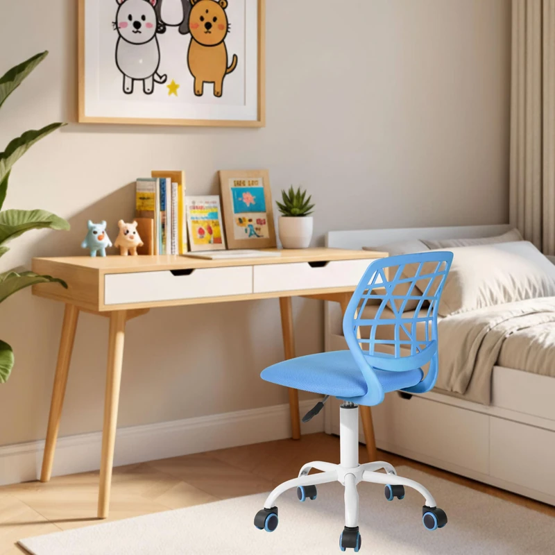 FurnitureR Children's Desk Height Adjustable Colourful Ergonomic Youth Chair with Backrest and Armrests, Children's Chair with 5 Wheels, for Children 3-10 Years Old, Maximum Load 100 kg