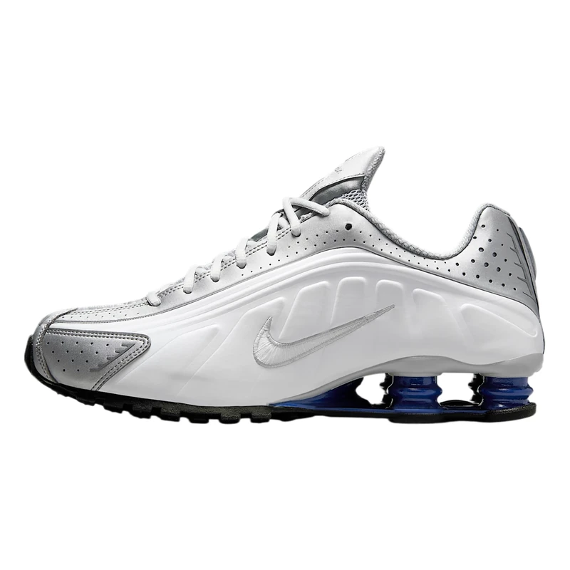 NIKE Men's Shox R4 Sneaker, White White Metallic Silver, 4.5 UK