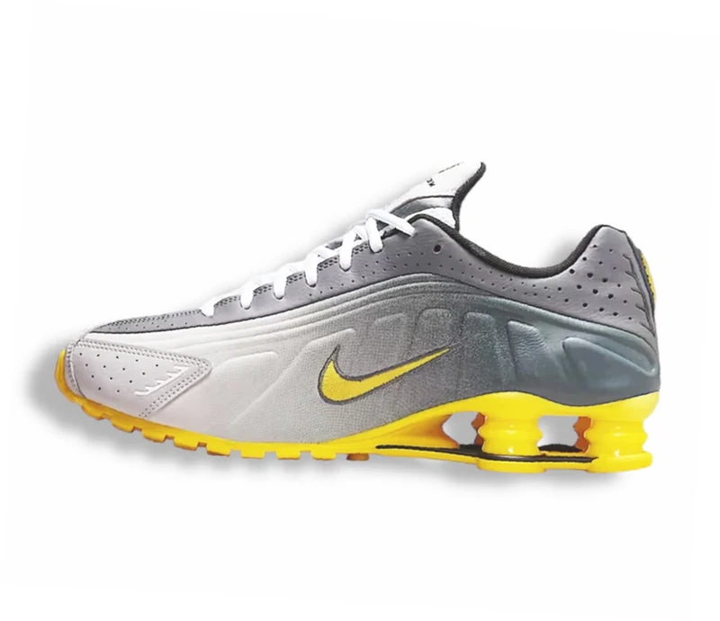 NIKE Men's Shox R4 SE Sneaker, Vast Grey Bright Citron Lt Graphite, 5.5 UK