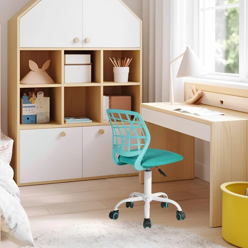 FurnitureR Children's Desk Height Adjustable Colourful Ergonomic Youth Chair with Backrest and Armrests, Children's Chair with 5 Wheels, for Children 3-10 Years Old, Maximum Load 100 kg