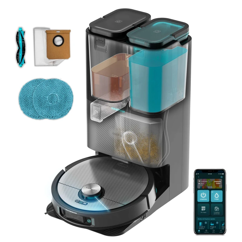 Cecotec Conga 20090 ProAI InfinitySoap Cut&Spa Vacuum Cleaner Robot with AutoDrain Base 8000 Pa, Laser Technology, Object Detection, Hair Cutting, App