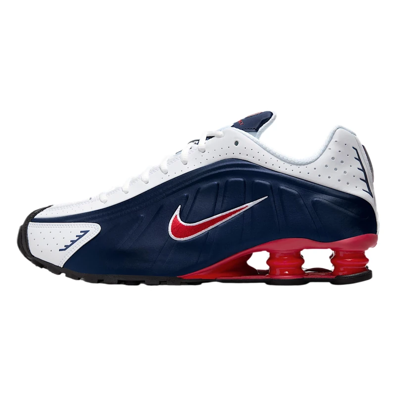 NIKE Shox R4 Midnight Navy/Gym RED-White 5.5 UK