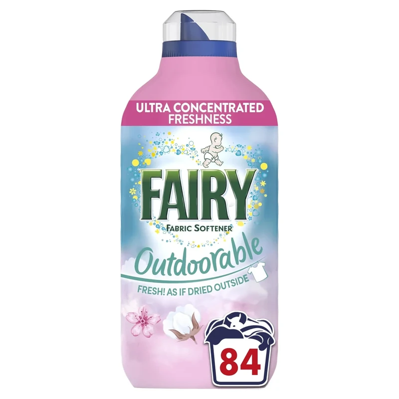 Fairy Outdoorable Fabric Conditioner, Cherry Blossom and Nordic Cotton, 84 Washes, Ultra Concentrated Formula For Sensitive Skin, Dermatologically Tested