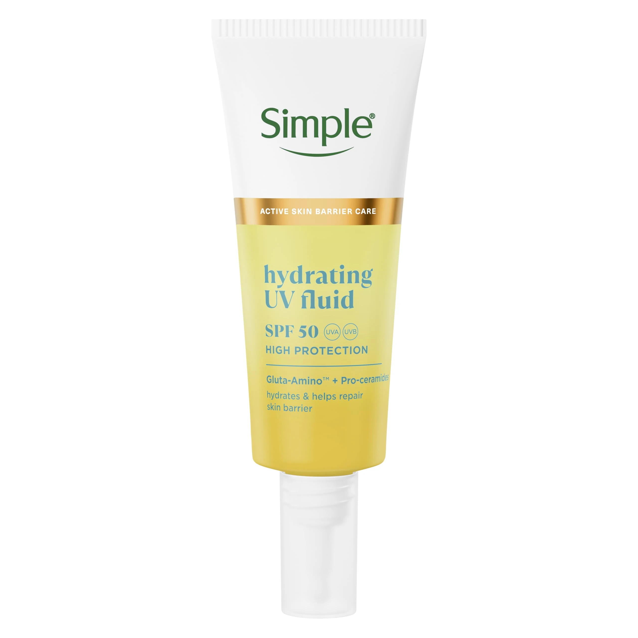 Simple Hydrating UV Fluid SPF 50 UVA/UVB high sun protection helps protect the skin barrier and visibly reduces dark spots 40 ml