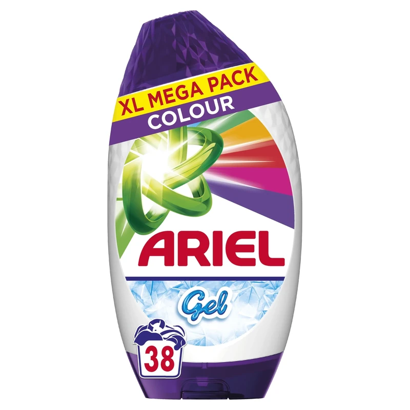 Ariel Washing Liquid Laundry Detergent Gel, 38 Washes, Colour, Brrrilliant Stain Removal Even In 15˚C Or 15min