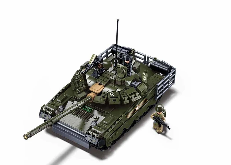 Sluban T-80BVMS Military Tank Building Set, 1/35 Scale Model, 798 Pieces, Ages 10-16, 2-in-1 Design, M38-B1178