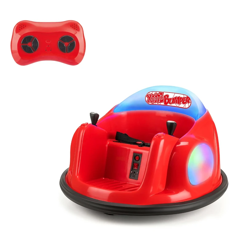 Xootz Toy Bumper Car, Kids Electric Ride-on, 360 Rotation Spin, Two Joy Sticks, Colourful LED Lights and Remote Control, Red, Ages 18 Months +