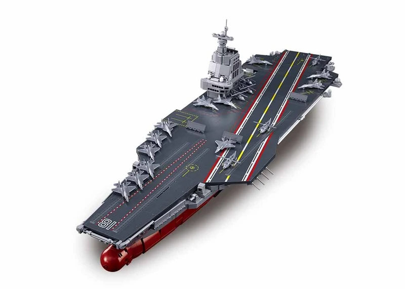Sluban Fujian Aircraft Carrier Model Kit, 1/450 Scale, 1312 Pieces, Military Navy Ship Building Set